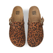 Туфли без задника-сабо из кожи с леопардовым принтом  40 каштановый