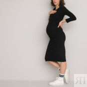Платье Для периода беременности из трикотажа рукава 34 S черный