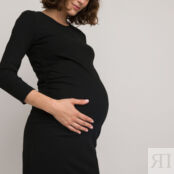 Платье Для периода беременности из трикотажа рукава 34 S черный