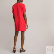 Платье Короткое с V-образным вырезом короткие рукава 40 красный