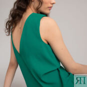 Платье Прямое короткое круглый вырез без рукавов 42 зеленый