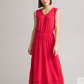 Платье Прямое длинное без рукавов 50 красный