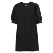 Платье-свитшот Короткое напускные рукава с вышивкой M черный