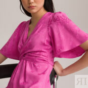 Платье Длинное с перекрестным покроем из жаккардовой ткани 40 розовый