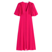 Платье Длинное расклешенное короткие рукава с напуском 48 розовый
