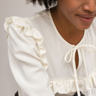 Блузка С круглым вырезом и длинными рукавами 44 (FR) - 50 (RUS) белый