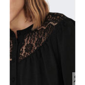 Блуза С воротником-стойкой кружевная вставка XS черный