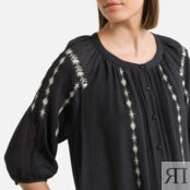 Платье Короткое с вышивкой рукава 34 1(S) черный