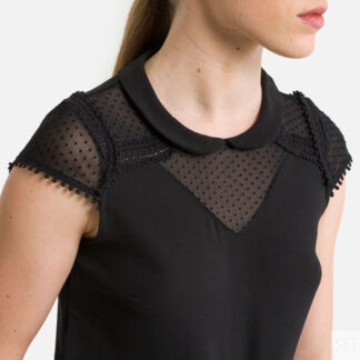 Блузка С короткими рукавами XS черный