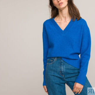 Пуловер С V-образным вырезом L синий