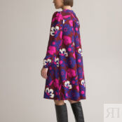 Платье Прямое средней длины с цветочным принтом 44 фиолетовый