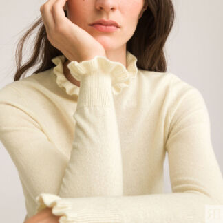 Пуловер С воротником-стойкой с воланом из тонкого трикотажа из кашемира M б