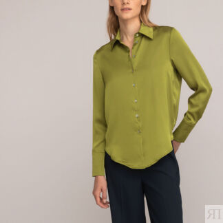 Рубашка С длинными рукавами атласная 34 (FR) - 40 (RUS) зеленый