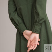 Платье С V-образным вырезом с длинными рукавами жаккардовая ткань 42 зелены
