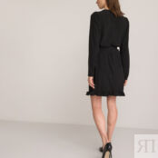 Платье Расклешенное короткое с длинными рукавами 40 черный