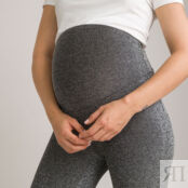 Брюки для периода беременности расклешенные из блестящего трикотажа  XL чер