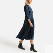 Платье длинное бархатистое рукава 34  1(S) синий