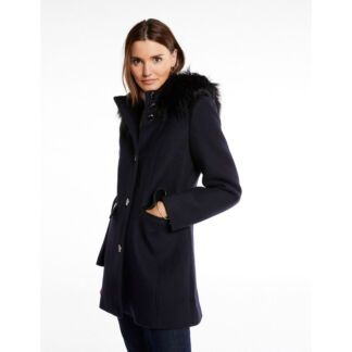 Пальто длинное с капюшоном  42 (FR) - 48 (RUS) синий