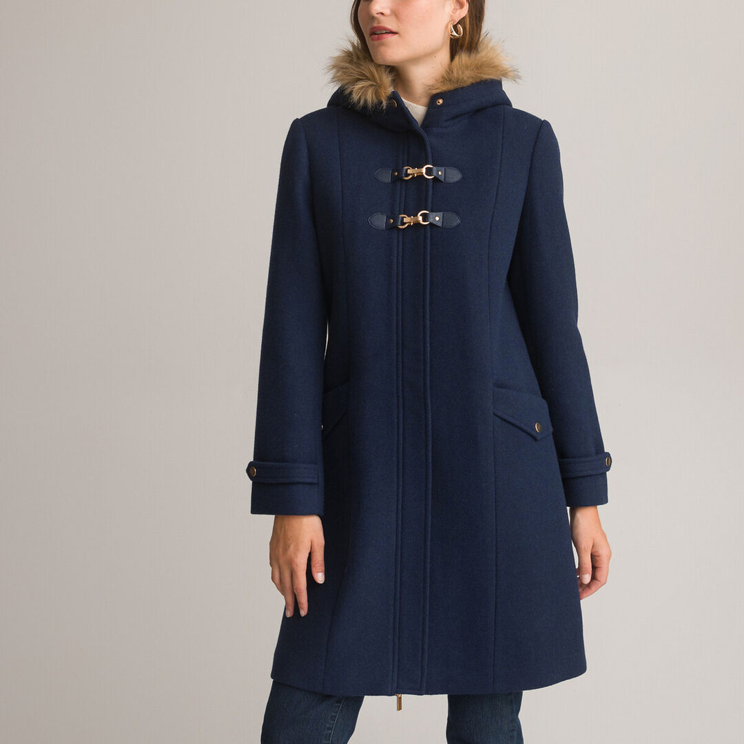 Пальто средней длины с капюшоном и застежкой на молнию  38 (FR) - 44 (RUS)