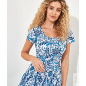 Платье длинное с цветочным рисунком  50 синий