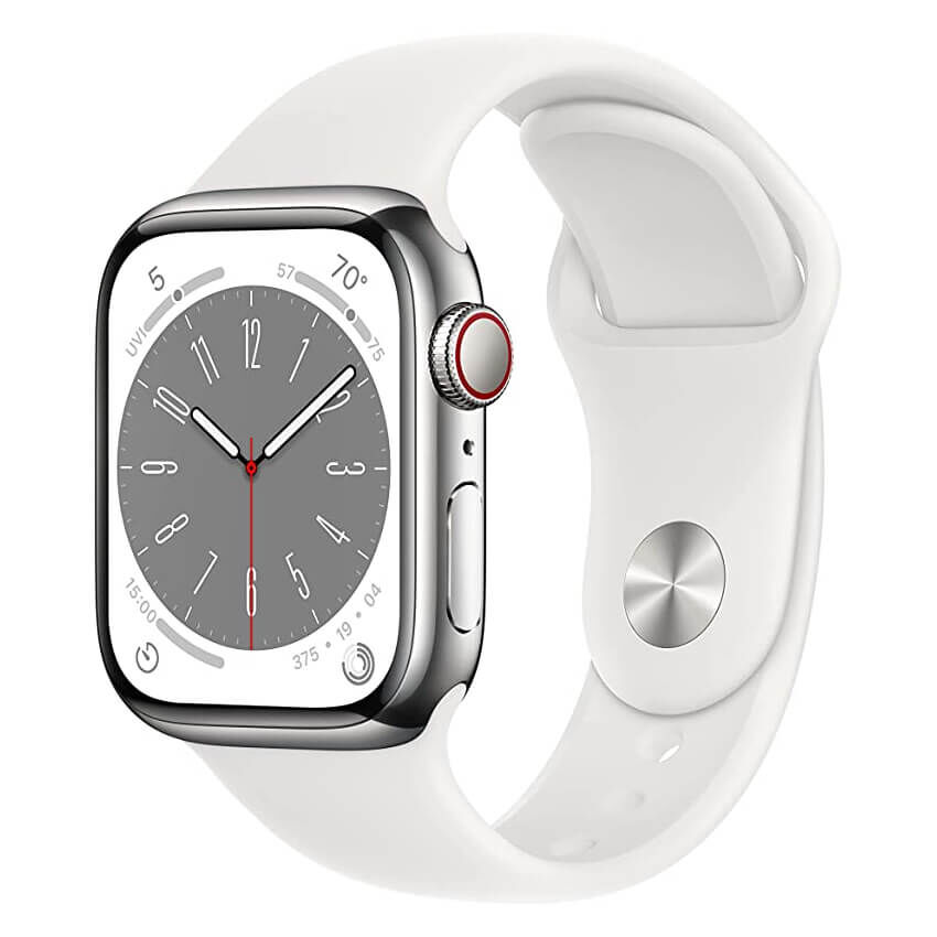 Умные часы Apple Watch Series 8 (GPS+ Cellular), 41 мм, нержавеющая сталь/б MNJ53AE/A фото 1