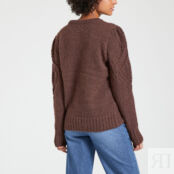Пуловер из ажурного трикотажа круглый вырез  M каштановый