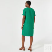 Платье-миди прямое с короткими рукавами из твида  54 зеленый