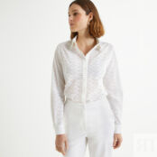 Блузка с английской вышивкой и длинными рукавами  52 (FR) - 58 (RUS) белый