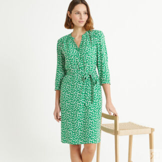 Платье-миди прямого покроя с цветочным принтом  54 зеленый