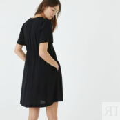 Платье короткое расклешенное с V-образным вырезом  44 черный