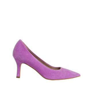Туфли-лодочки из кожи с заостренным мыском на каблуке  41 фиолетовый