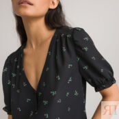 Блузка С V-образным вырезом короткими рукавами цветочным принтом 34 (FR) -