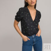 Блузка С V-образным вырезом короткими рукавами цветочным принтом 34 (FR) -