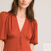 Платье Длинное v-образный вырез короткие рукава с напуском 44 красный