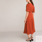 Платье Длинное v-образный вырез короткие рукава с напуском 44 красный