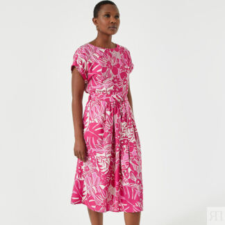 Платье-миди расклешенное с цветочным принтом  58 розовый