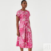 Платье-миди расклешенное с цветочным принтом  56 розовый