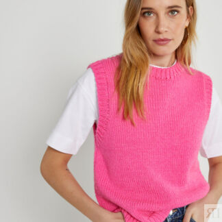 Пуловер без рукавов с круглым вырезом  S розовый