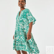 Платье-миди расклешенное с цветочным принтом  48/50 зеленый