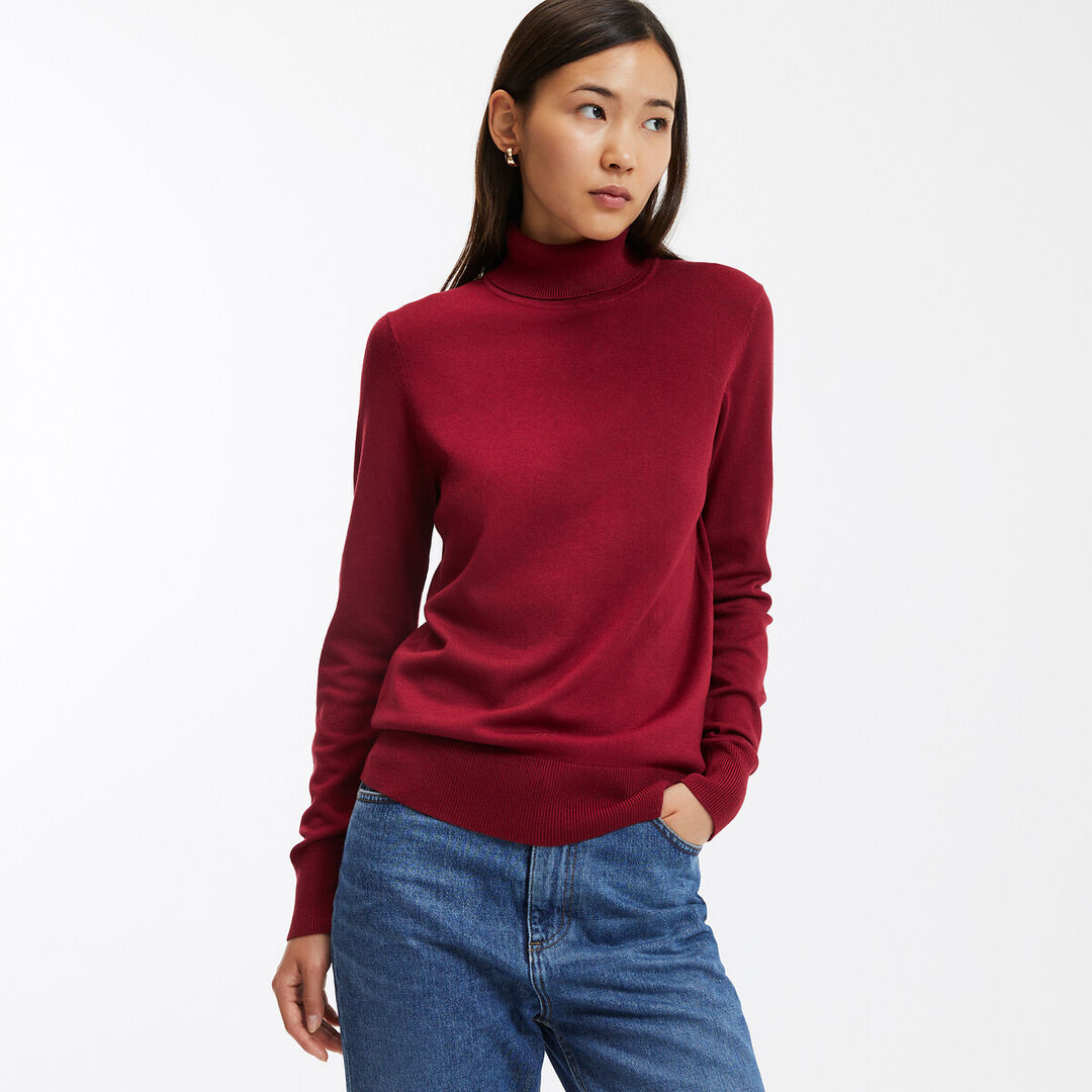 Пуловер Базовый с высоким воротником XS красный