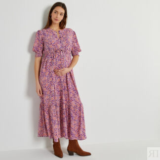 Платье длинное с принтом пейсли для периода беременности  50 фиолетовый