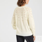 Пуловер короткий из ажурного трикотажа  M белый