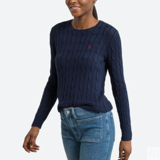Пуловер С круглым вырезом из трикотажа с витым узором  XL синий