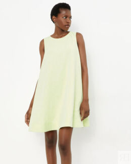 Платье мини льняное цвета зеленое яблоко XS