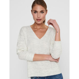 Пуловер С V-образным вырезом из пышного трикотажа S белый
