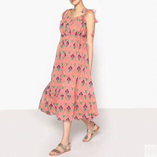 Платье Длинное с принтом MIA LONG DRESS 46 розовый