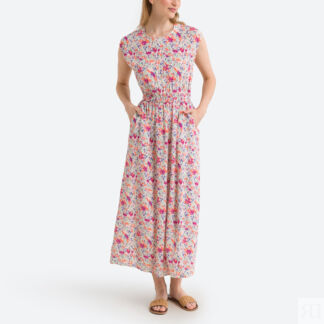 Платье Длинное с принтом 4(XL) розовый