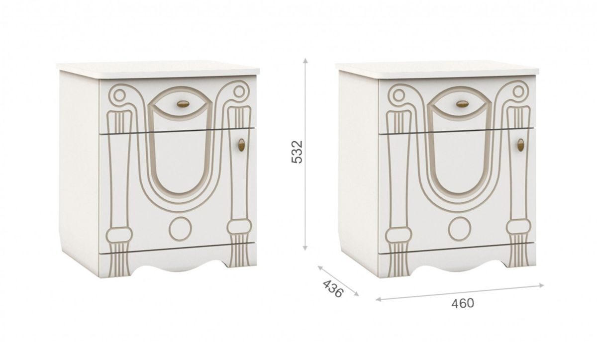 Тумба прикроватная «Александрина» Белый патина золото 2 шт. фото 1