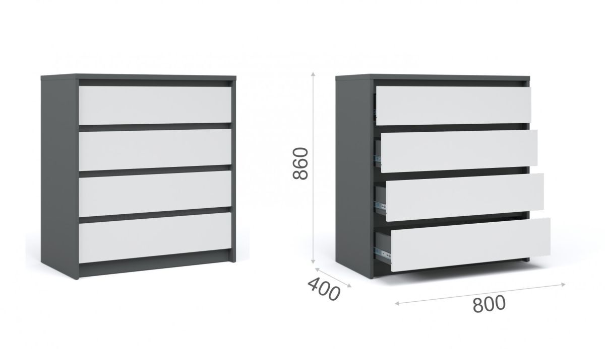 Комод «Мишель» 4ящ Антрацит/белый жемчуг фото 1