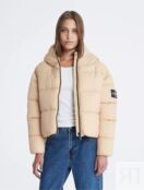 Куртка Calvin Klein Boxy Hooded Puffer, бежевый CJ0J6149 | Wheat фото 1